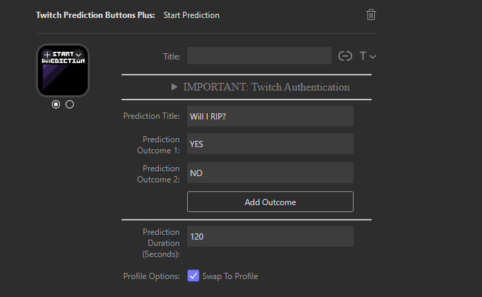 Start Prediction Layout