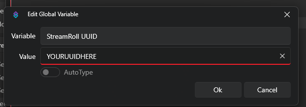 Set to StreamRoll UUID